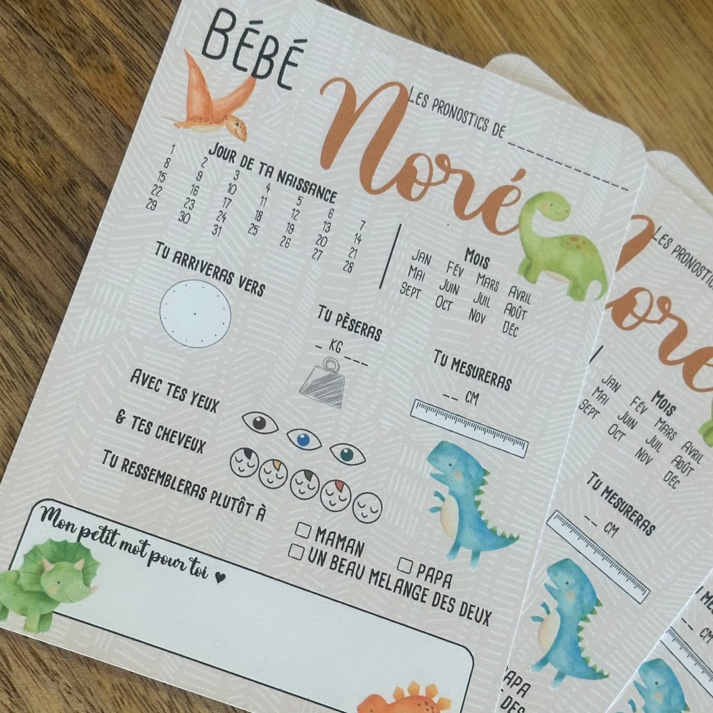 Cartes pronostics Babyshower