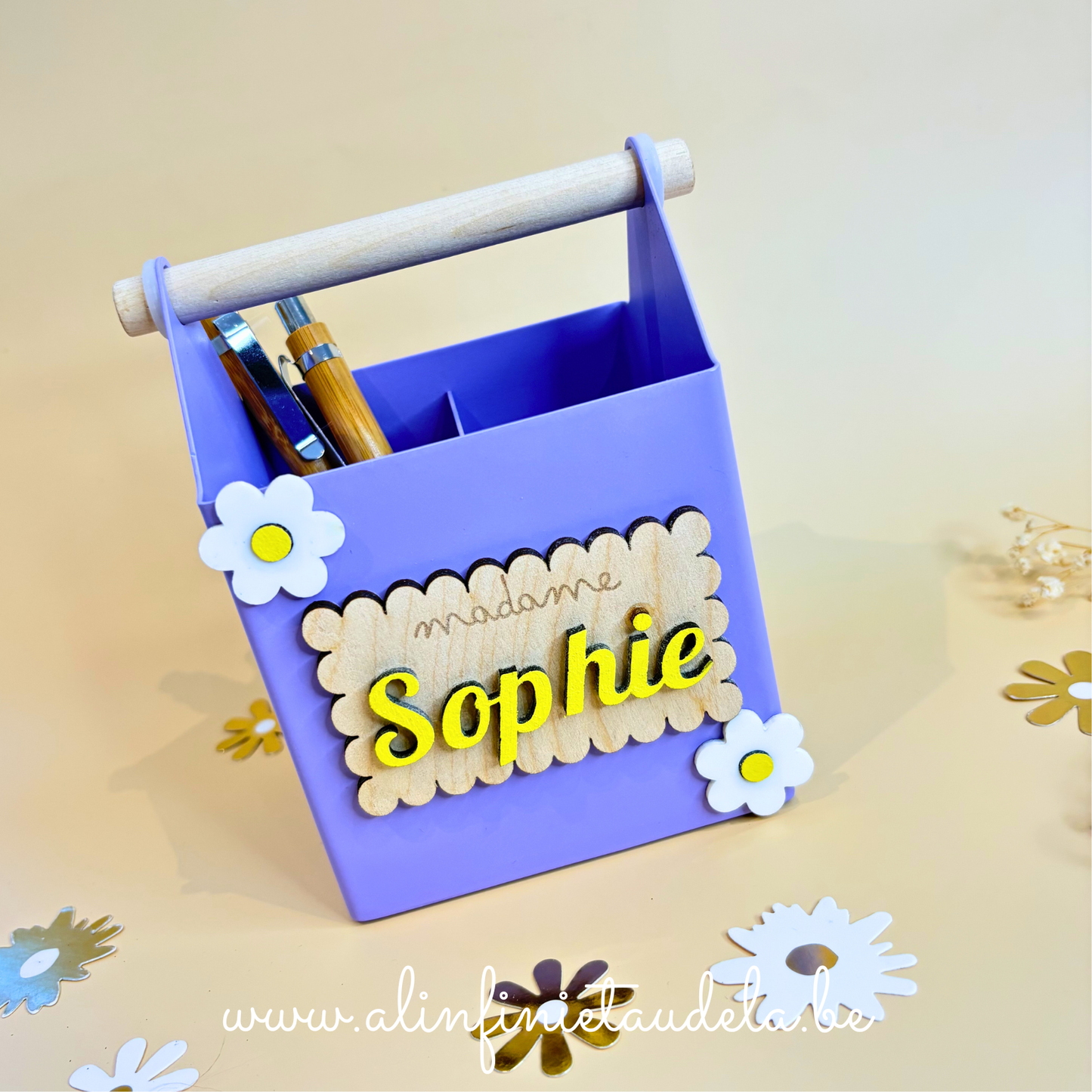 Organisateur de bureau en métal violet