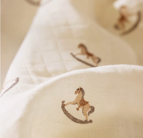 Grand lange de gaze de coton - Cheval à bascule JOLLEIN