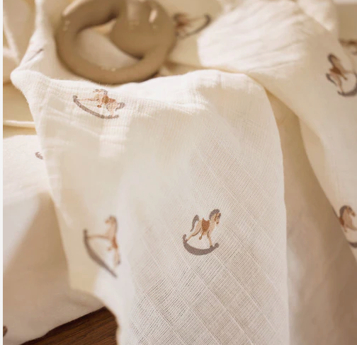 Grand lange de gaze de coton - Cheval à bascule JOLLEIN